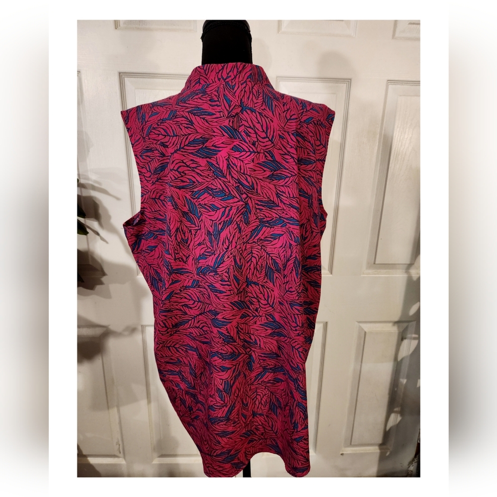 Jaclyn Smith Collection Women’s Sleeveless Top 2XL Magenta 1/4 Zip Maximalism - Picture 6 of 10
